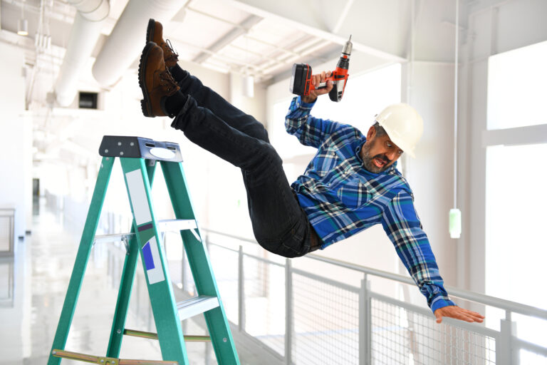 man falling while working